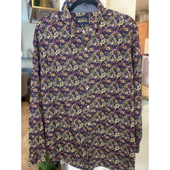 Cremieux Premium Denim Shirt Mens Size 2XL Multicolor Paisley Long Sleeve - Picture 1 of 3